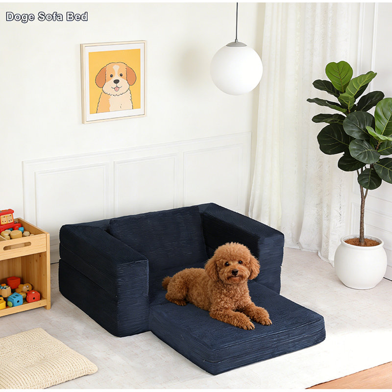Compression Human Dog Sofa Bed, Dark Blue