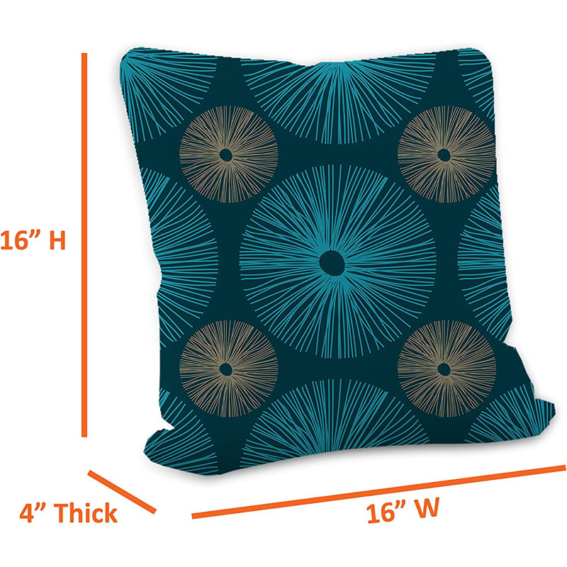 Indoor / Outdoor Ikat Navy Square Throw Pillow Cover, 40.6cm x 40.6cm