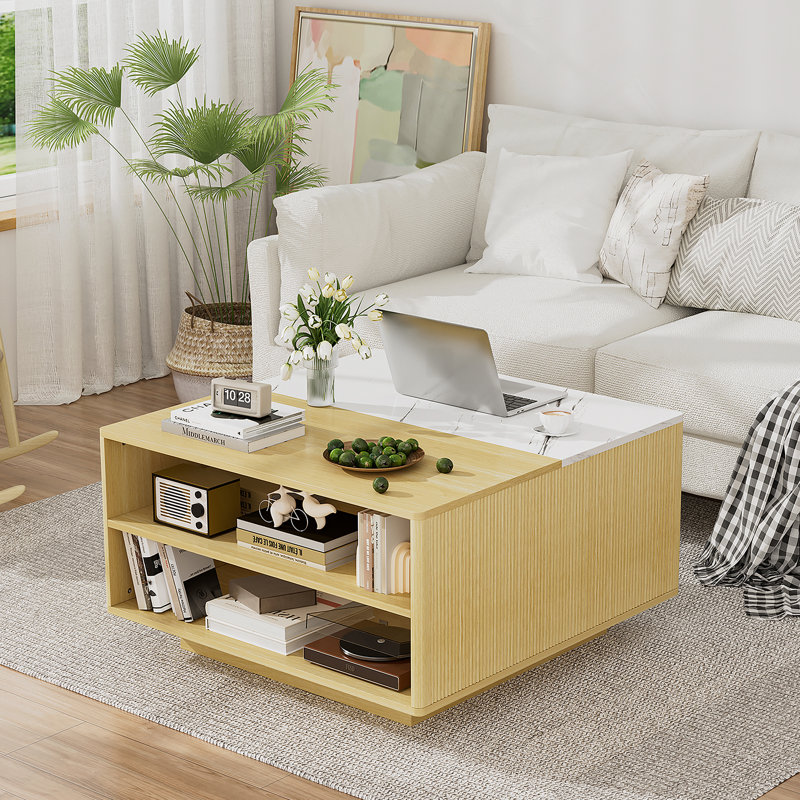 Table basse à plateau relevable avec rangement pour le salon
