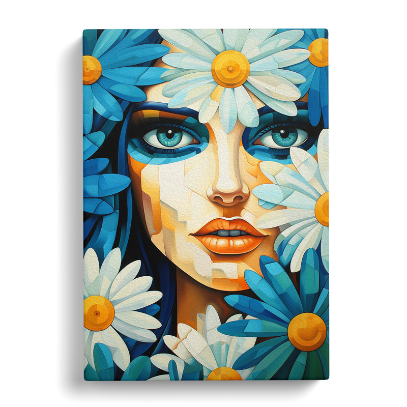 Daisy Cubism - Wrapped Canvas Print