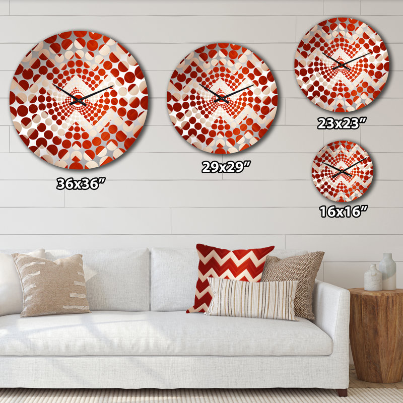 Fiery Red Chevron Passion - Chevron  Wall Clock, Medium