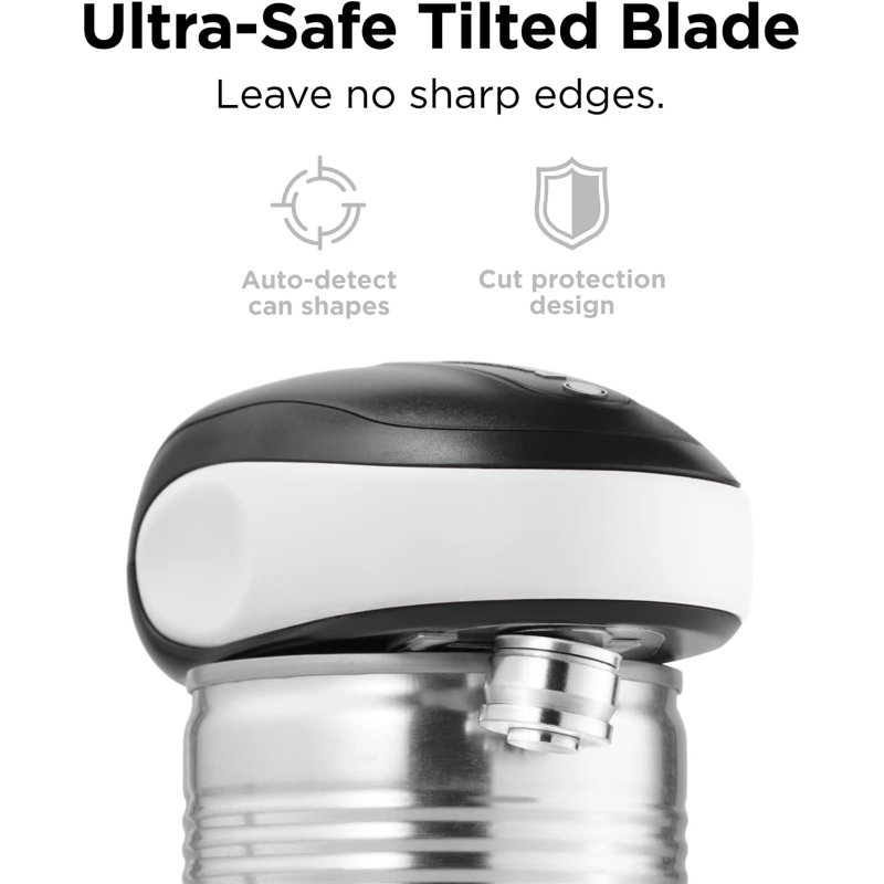 Compact Black and White Electric Can Opener