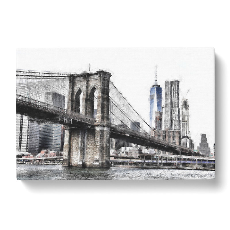 Brooklyn Bridge In New York Painting - Wrapped Canvas, 40cm H x 60cm W x 3cm D