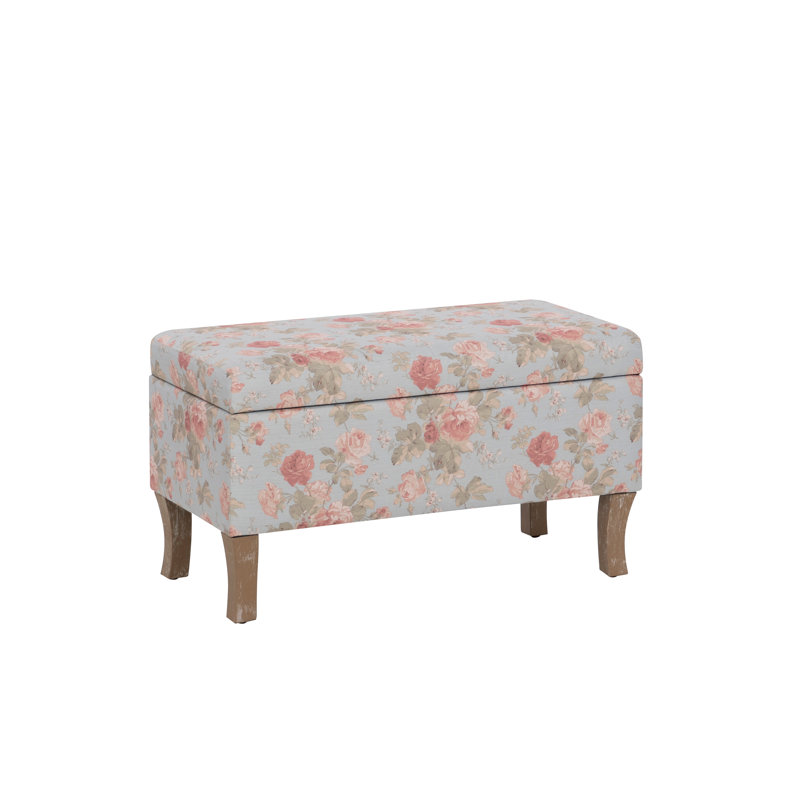 Pierro Upholstered Hinged Lid  Storage Ottoman, Blue Floral
