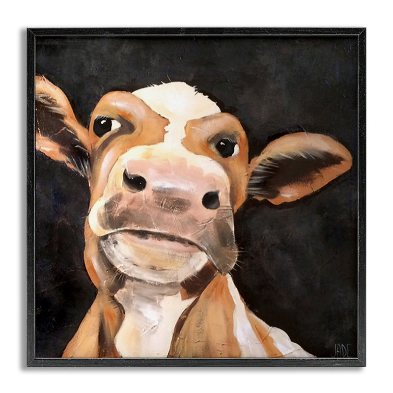 Vache champêtre sur estampe numérique par Jade Reynolds, Gris, H 12 po x l 12 po
