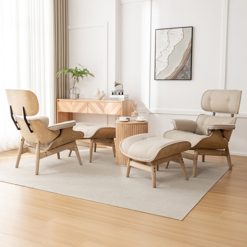 Chaise longue avec repose-pieds Bushea, Polyester kaki