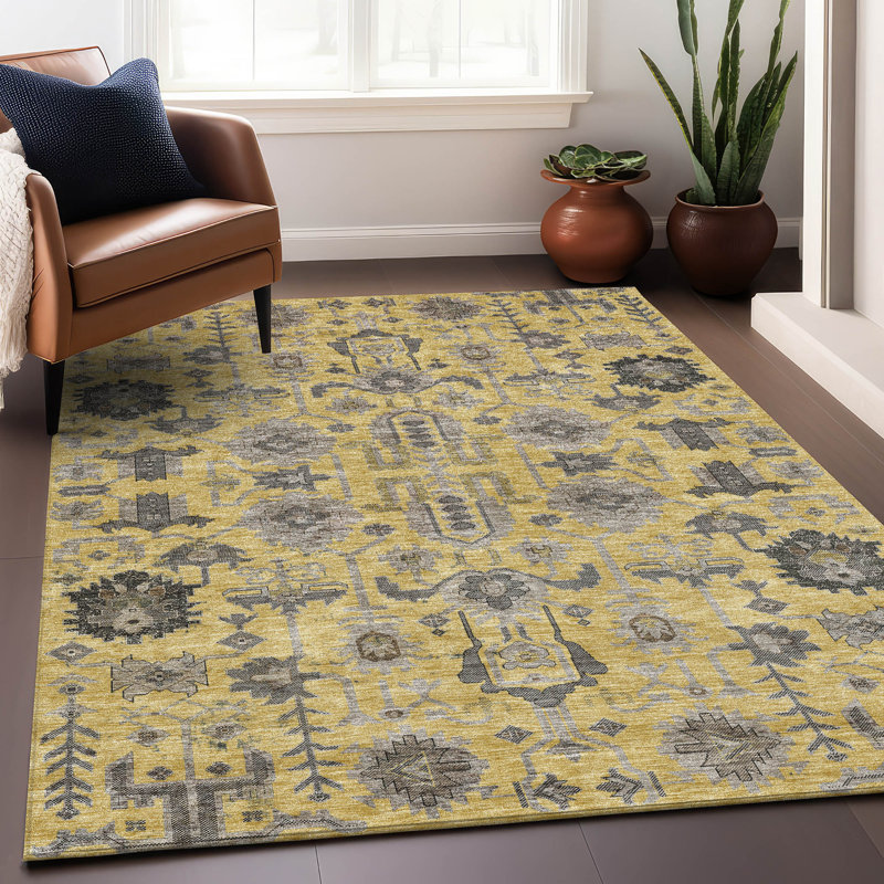 Premium Machine Washable Prisco Honey Rug, Rectangle 10' x 14'