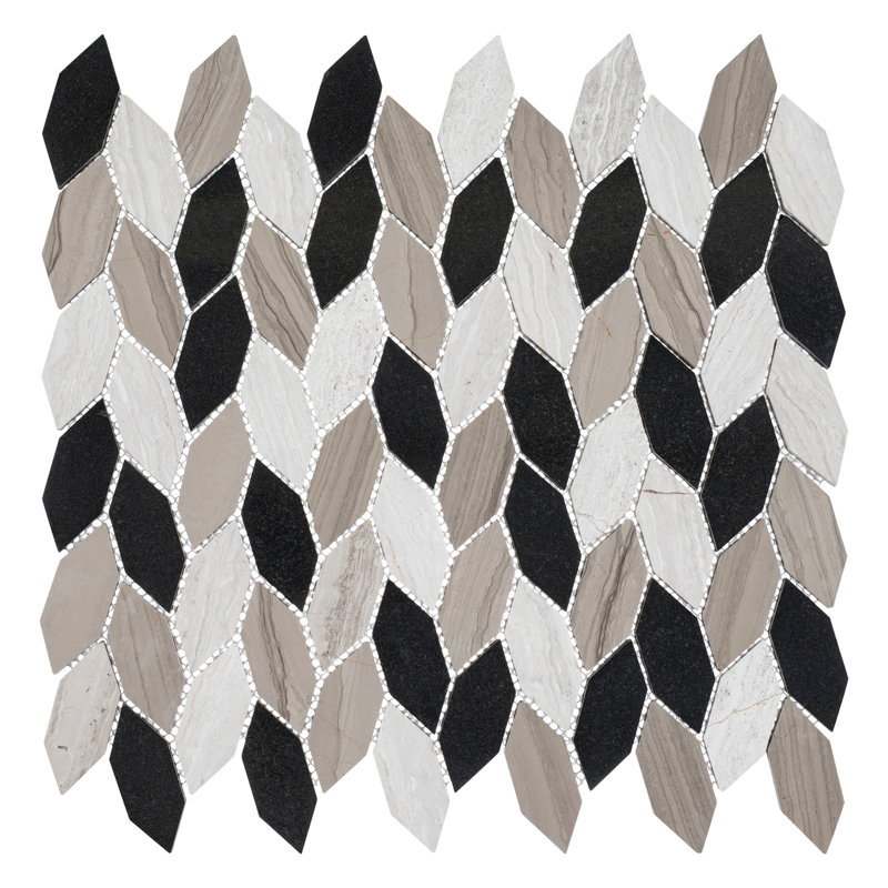 Channing x 2,5 po Carreau de mosaïque allongé aspect pierre aspect marbre poli naturel pour mur et plancher