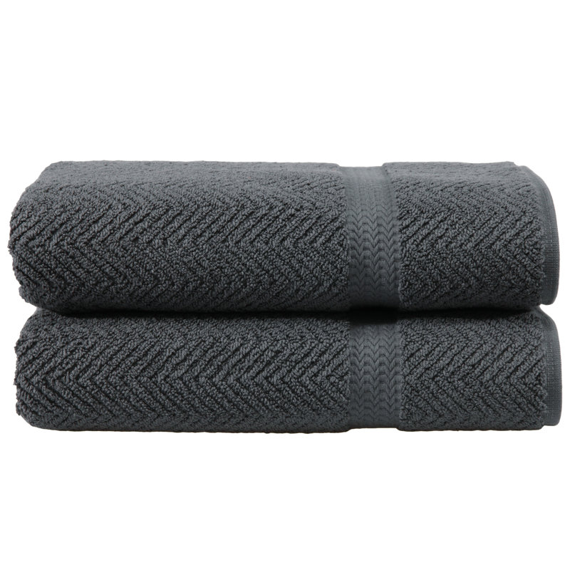 Serviette de bain en coton à chevrons, Gris