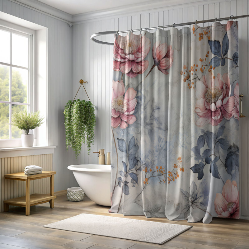Rideau de douche Rustic Blooms - Premium, H 74 po x l 71 po