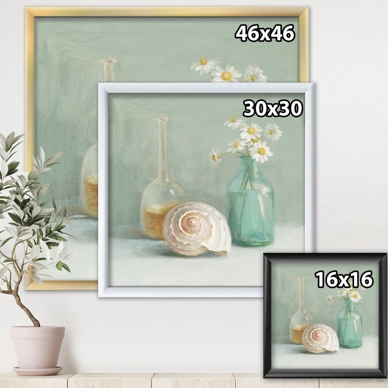 Cadre photo « pastel bain iii », impression sur toile, H 16 po x l 16 po x P 1 po, Cadre doré