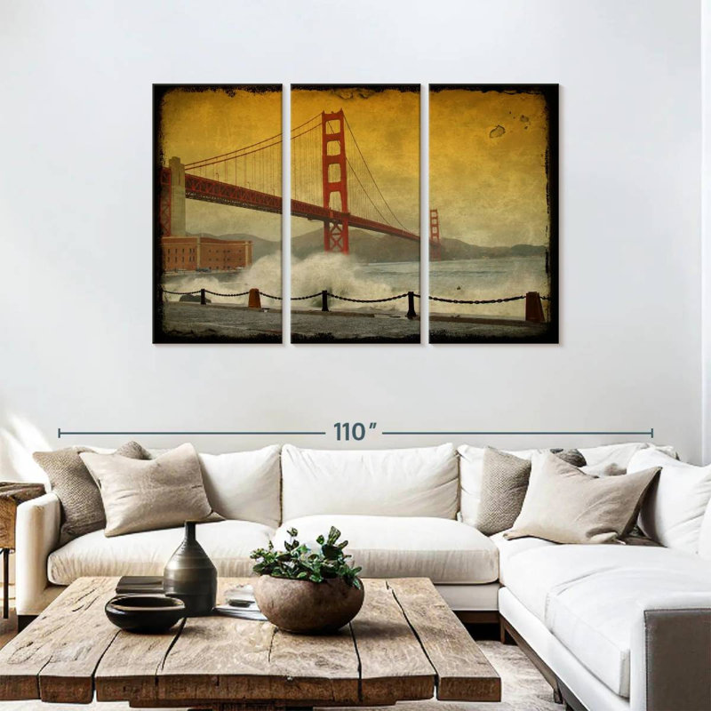 Lilie Grunge San Francisco Bridge, 42" H x 65" W