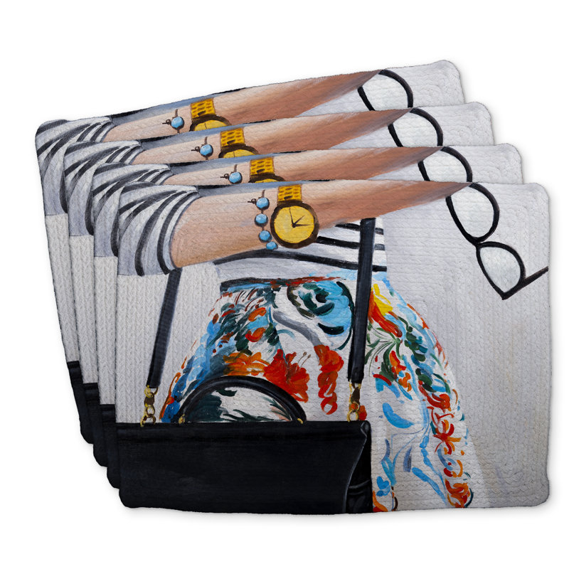 Ensemble de 4 napperons en polyester tressé femme à la mode - Décoration intérieure