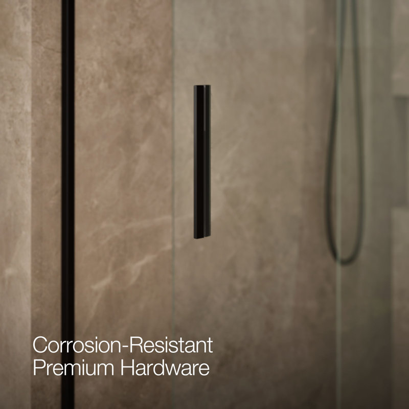 Levity 47.58" x 74" Bypass Shower Door with CleanCoat® Technology, Matte Black, Crystal Clear