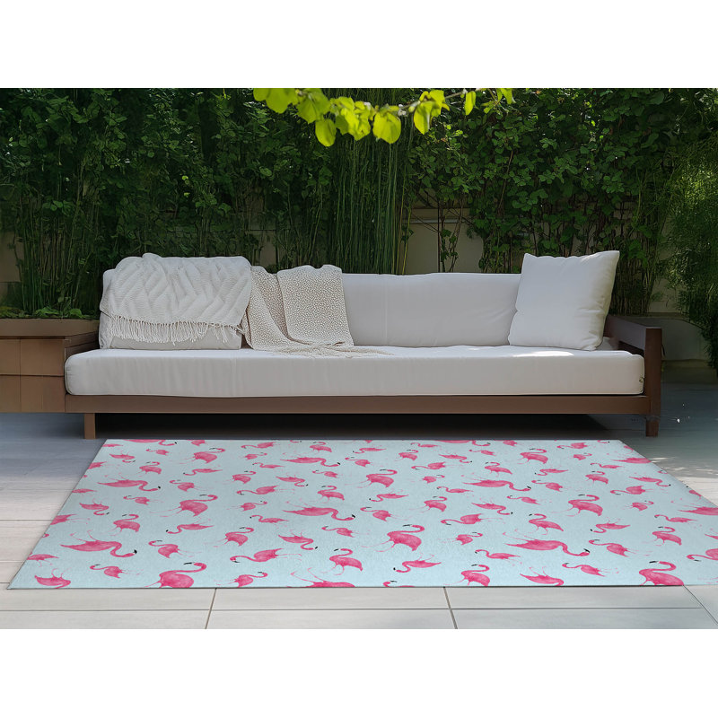 Tapis d'extérieur Summer Flamingo, Rectangulaire 8 pi x 10 pi
