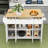 Kitchen Island with Drop Leaf, Power Outlet, 4 Doors, 3 Drawers and Adjustable Shelves