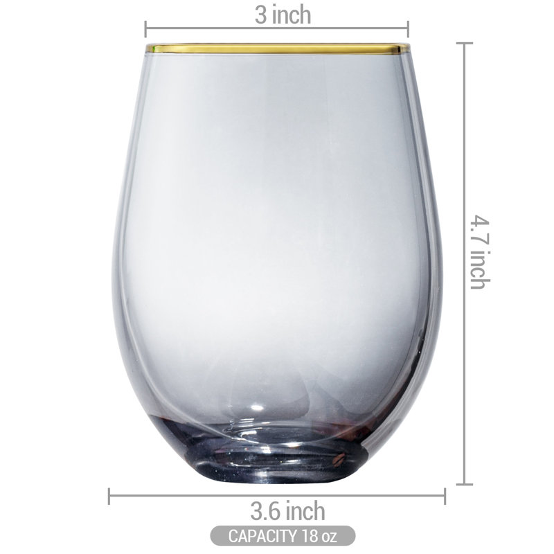 4 Piece 532ml Stemless Wine Glass Set