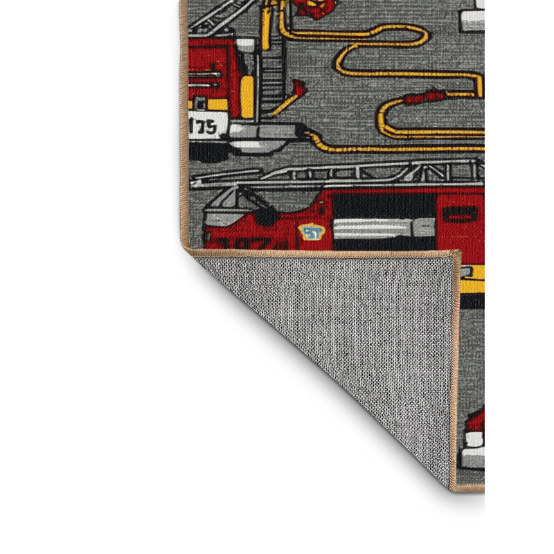 Machine Washable Transportation Brown Area Rug, Square 4'