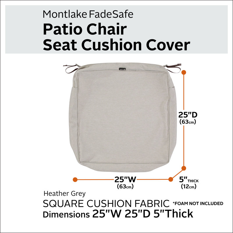 Pina Outdoor Dining Chair Cushion Cover, 5" H x 25" W x 25" D, Gray