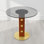 Modern Round Glass Small Conference Table With Solid Wood Base