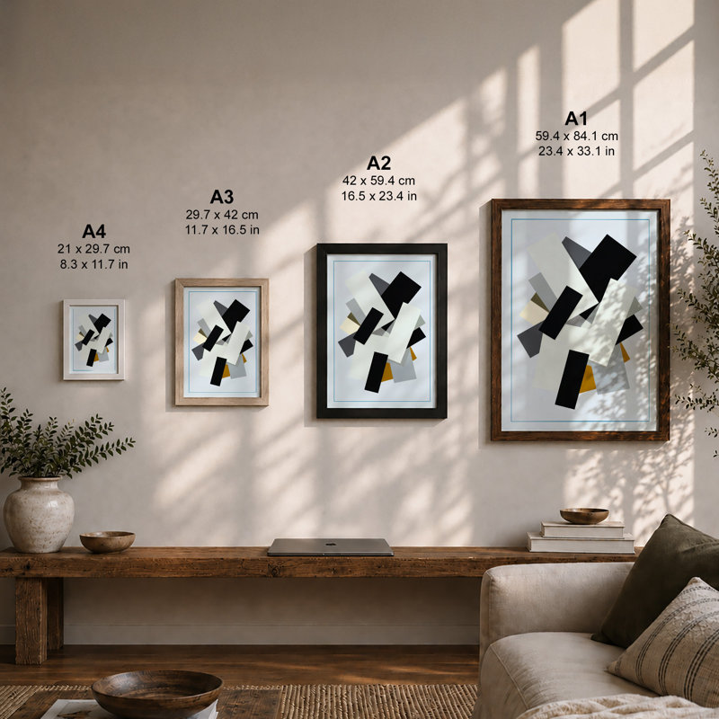 Floating Geometry Geometric - Print, Unframed, A4 - 29.7 x 21.0 cm