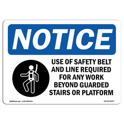 Safety Belt Required Beyond Guarded Stairs Sign