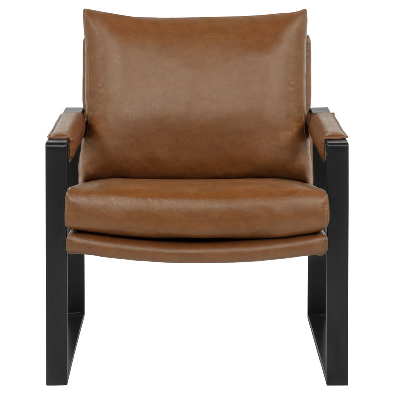 Rosalind Upholstered Track Arm Accent Chair Brown, Brown Faux Leather