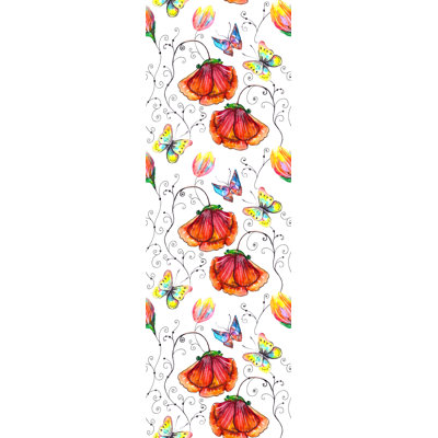 Rouleau de papier peint adhésif Bontang Poppy Flowers Butterflies L 10 pi x l 25 po