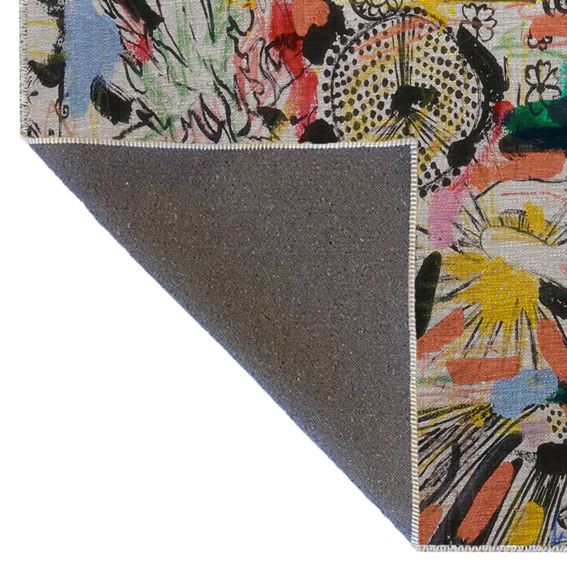 Tapis décoratif multicolore à motif abstrait rétro, Rectangle 3 pi 3 po x 6 pi 6 po