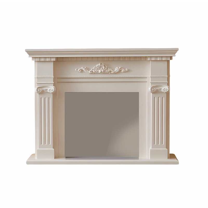 59.06"Modern White Carved Fireplace Mantel, 59.06"