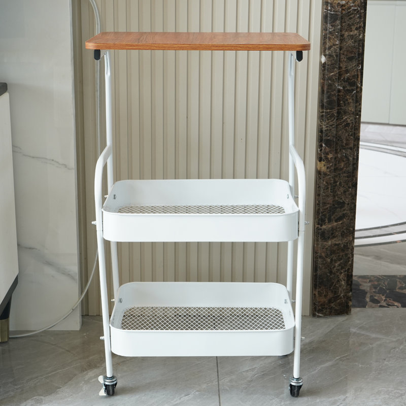 Chariot utilitaire en métal à 3 niveaux avec roues, chariot de rangement roulant