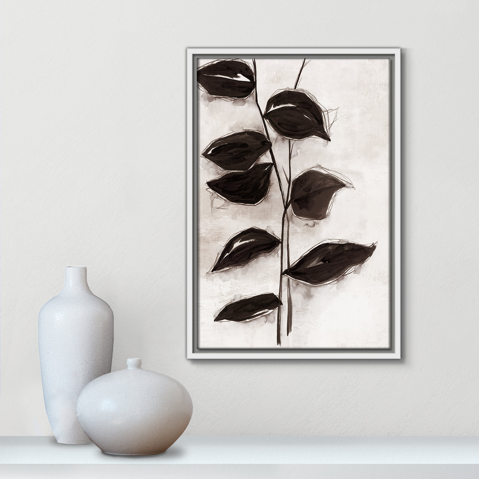 Leaves "Leaves I" Print, 19.5" H x 13.5" W x 2" D, White Framed