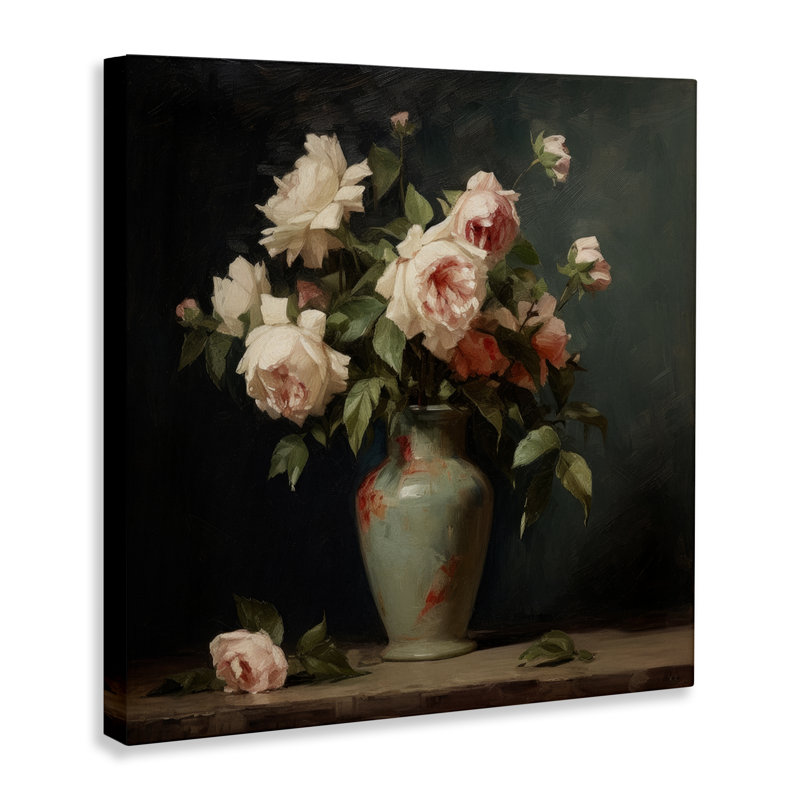 "Vintage Bunches in Vase", art mural sur toile par Lazar Studio, H 24 po x l 24 po
