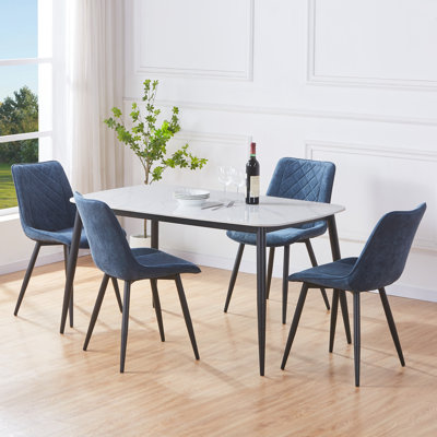 Wenona Stone Top Metal Base Dining Table