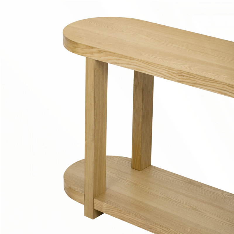 Table d'entrée moderne minimaliste en placage de frêne avec bureau ovale pour vestibule, couloir, salon et bureau, Natural