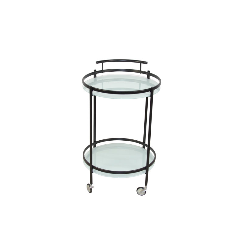 Hub Serving Cart, Black, Frosted Glass
