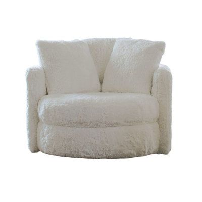 1Pc Round Chair Contemporary Style  Finish Accent Pillows Included Curved Track Arms