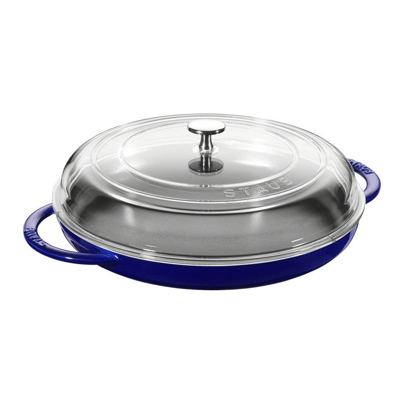 11.81" Cast Iron Round Griddle, Dark Blue