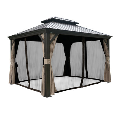 Kozyard Gazebo Mosquito Netting For 10Ft X 12Ft Gazebo, PVC-coated polyester Mesh Gazebo Net Accessory, Breathable Outdoor Netting