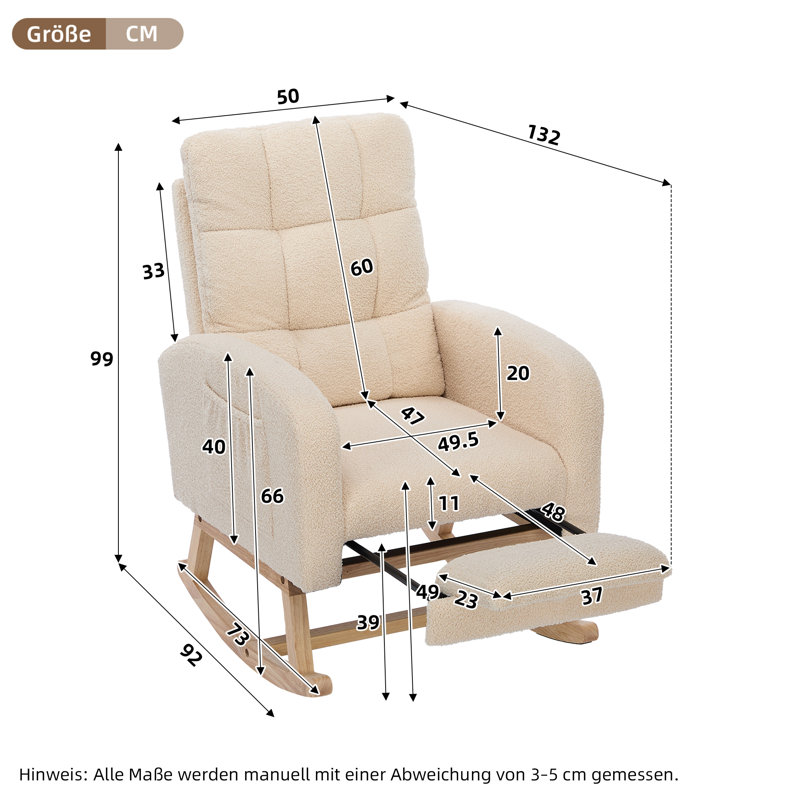 Solid Wood Rocking Chair, Beige