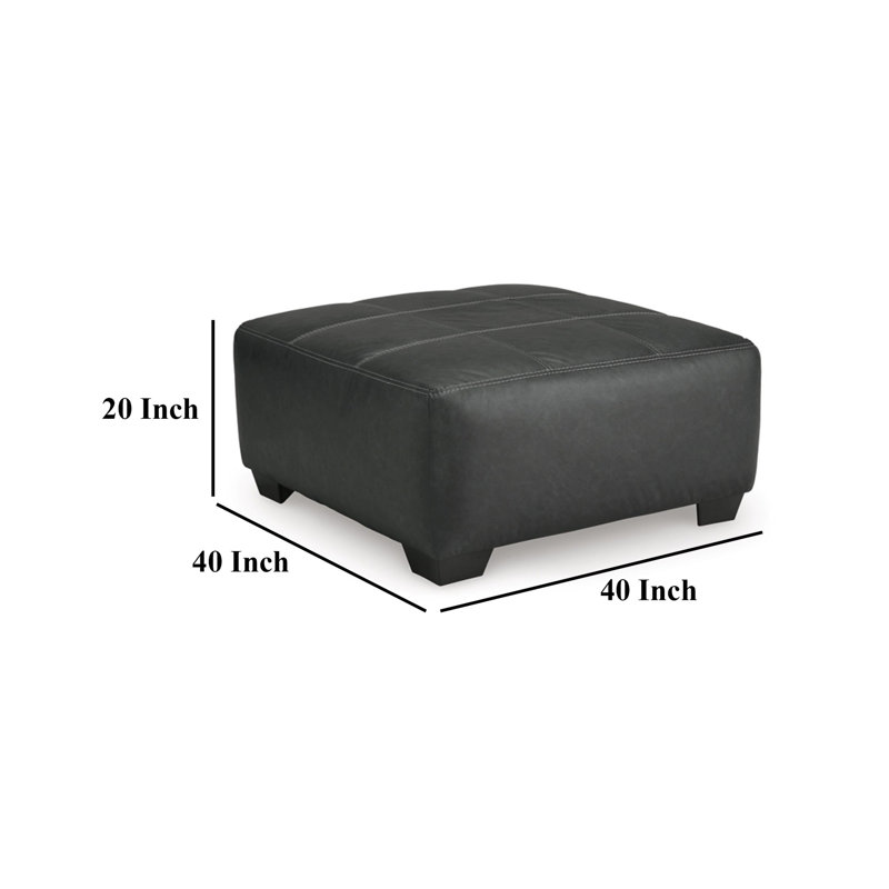 Burt Oversized Accent Ottoman, Dark Graphite Grey Polyester, 40 Inch
