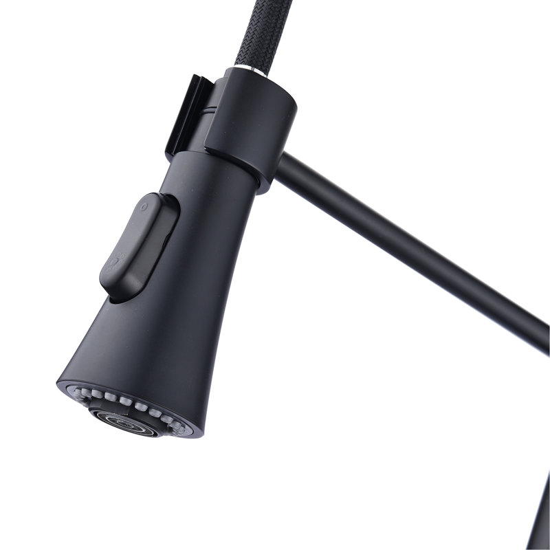 Modern Single Handle Spring Kitchen Faucet Matte Black, Pull Down Function, Rust & Corrosion , 304 Stainless Steel High Arc In , Steel, To Water Spots And Corrosion, 8" Spout Reach