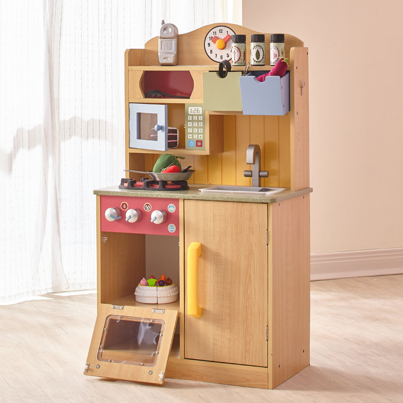 Teamson Kids Little Chef Florence Play Kitchen with Accessories, Multi colour, Brown