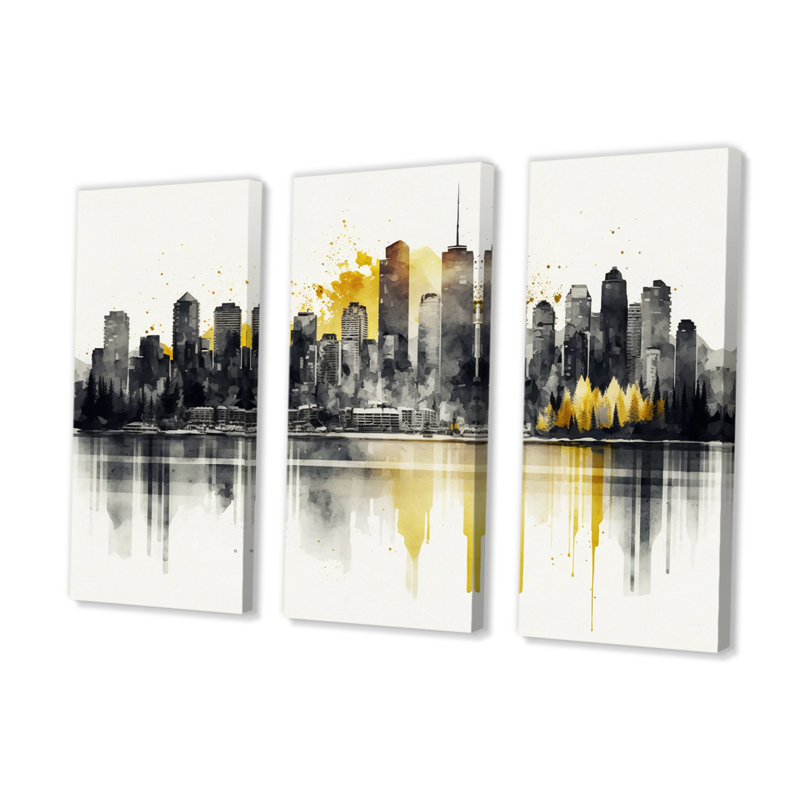 «Vancouver By Lakeside I», reproduction sur toile 3 pièces, H 32 po x l 48 po x P 1 po, Toile tendue