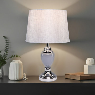 Roscommon 44cm Grey Metal Bedside Table Lamp