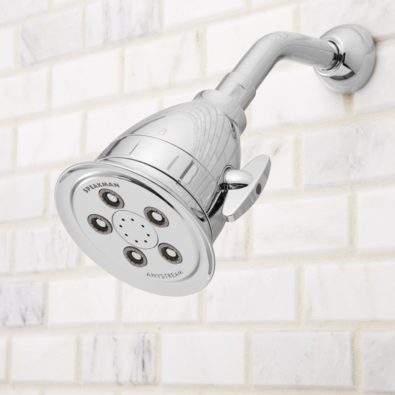 Polished Chrome Adjustable Shower Head with Filter and Jet Spray