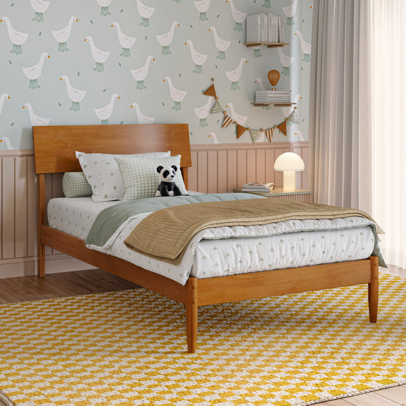 Bradford Platform Bed with Adjustable Headboard, Twin, Light Toffee