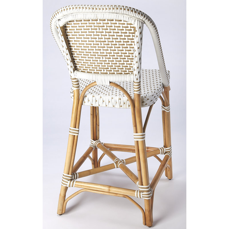 Solstice Rattan 25" Counter Stool, White/Tan