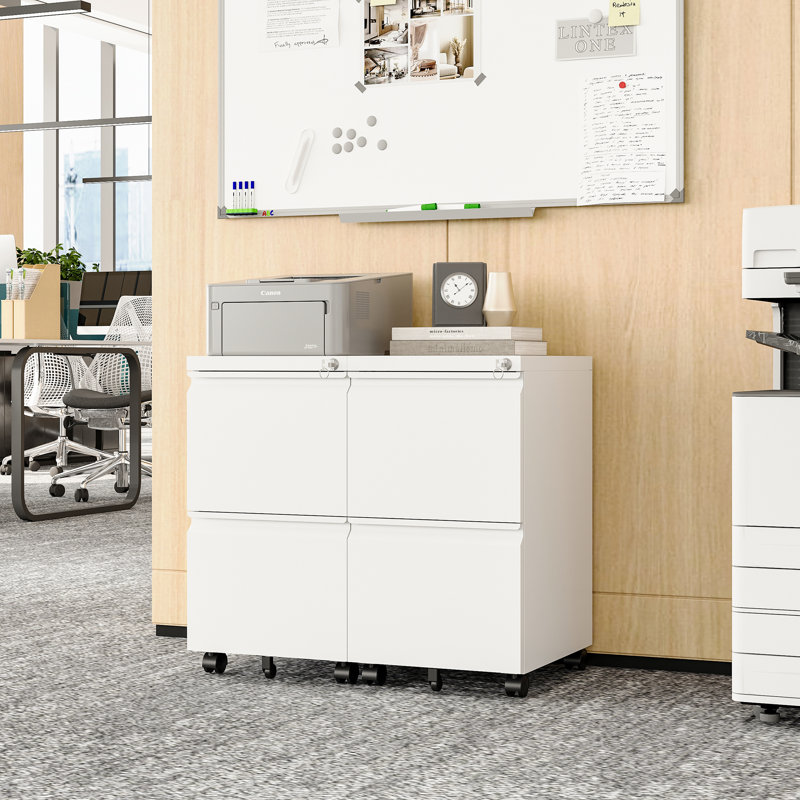 Kristoher 2-Drawer Mobile Vertical Filing Cabinet(Fully Assembled), White (Fully Assembly)