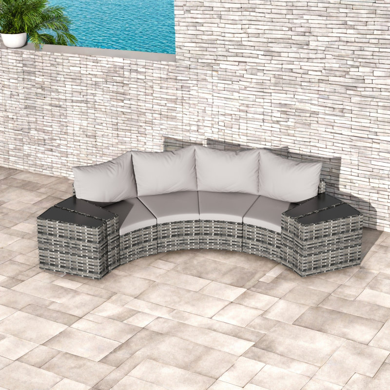 Ensemble de canapé modulaire d'extérieur demi-lune 8 pièces